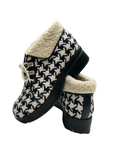 Gucci Shearling Hounstooth Lace Up Ankle Boots (Preowned)
