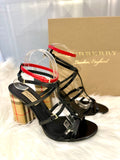 Pre-owned Burberry Anthea double strap sandal with signature check heel.  Size: 40  US: 9