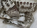 Kippy's White Leather Belt and Swarovski Crystals (PREOWNED)