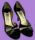 JIMMY CHOO Black Silver Strappy High Heels (PREOWNED)